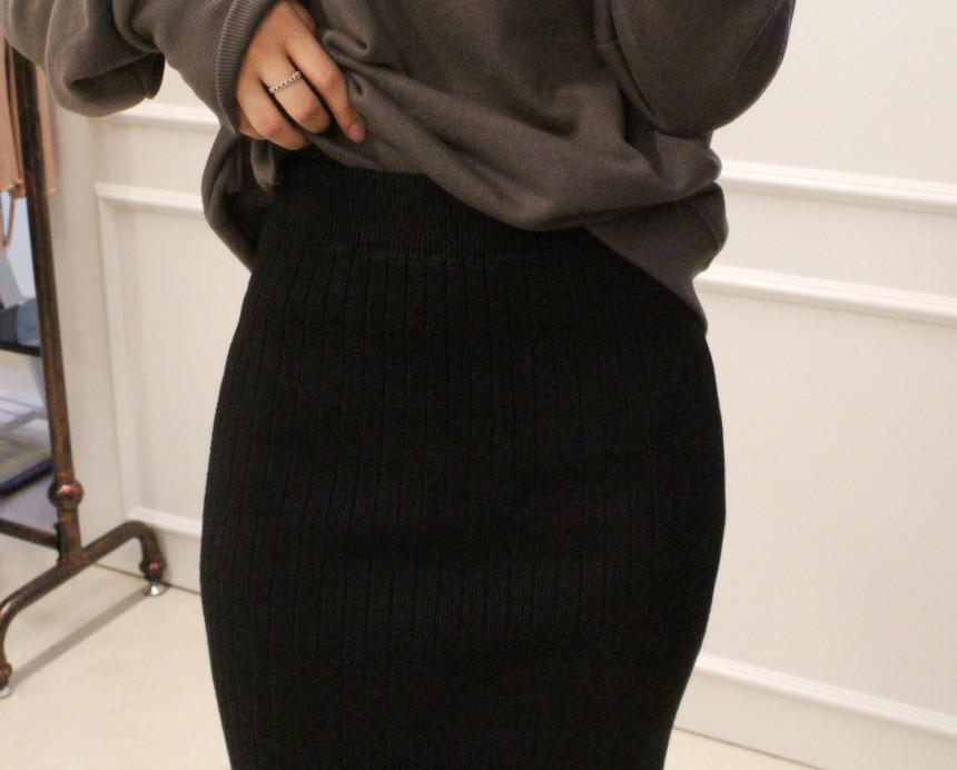 Free Shipping Long-sleeved knit skirt H. line Goli