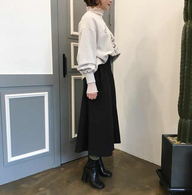 High-waisted button Long skirt Winter button A-lin