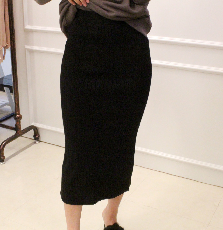 Free Shipping Long-sleeved knit skirt H. line Goli