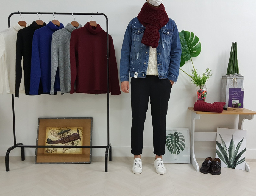 Couple knit scarf 6color Vivid color Basics Unique