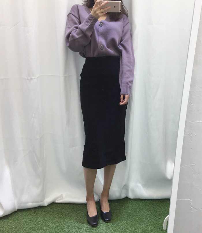 Goliath velvet waist banding long skirt H line chi