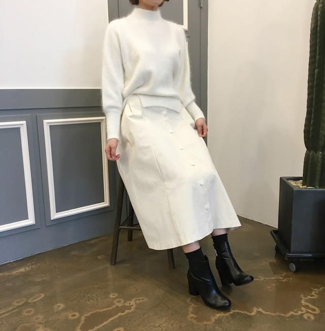 High-waisted button Long skirt Winter button A-lin