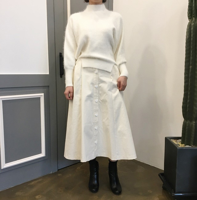 High-waisted button Long skirt Winter button A-lin