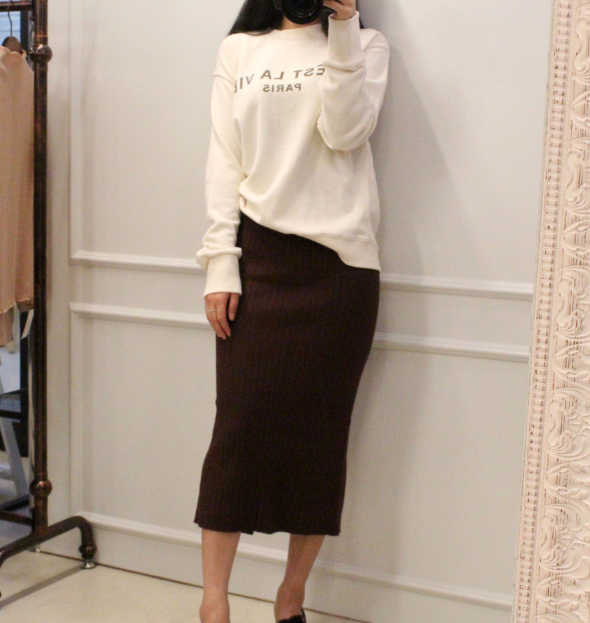 Free Shipping Long-sleeved knit skirt H. line Goli