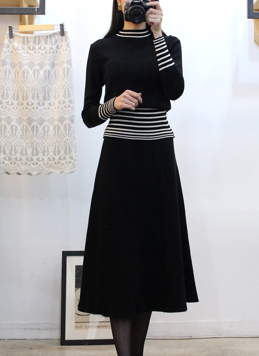 Flare knit long skirt a line Goliath bending Twent