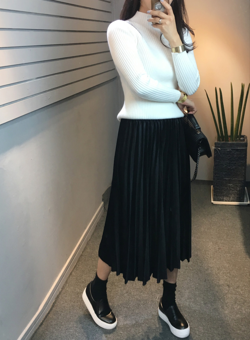 Velvet Pleated Pleated Long Skirt Bending Fabric T