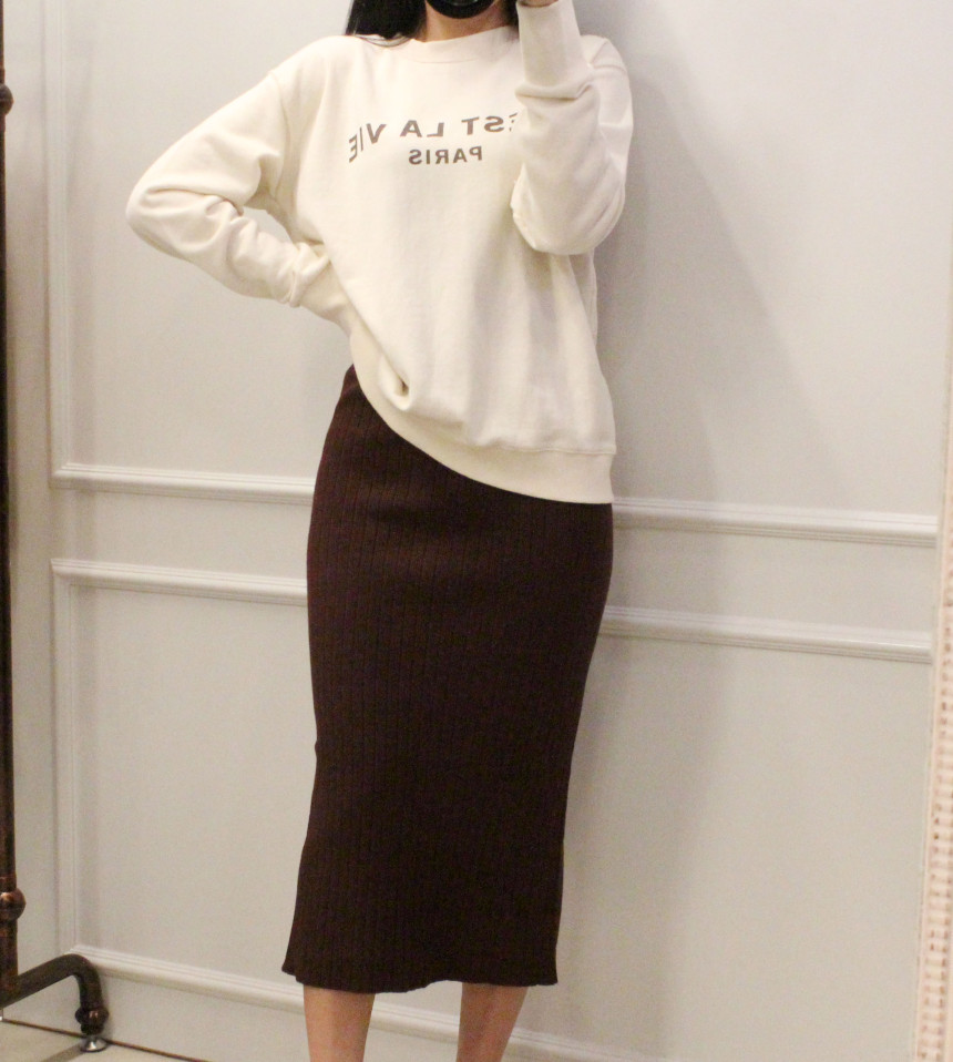 Free Shipping Long-sleeved knit skirt H. line Goli