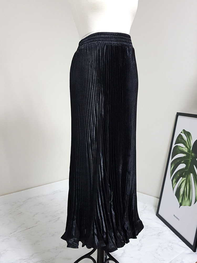 Metal pleated long skirt satin pleated free shippi