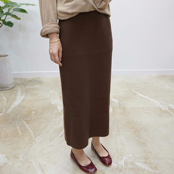 Tight Knit Long Skirt Skirt Fall Clear Slim 30s Wo