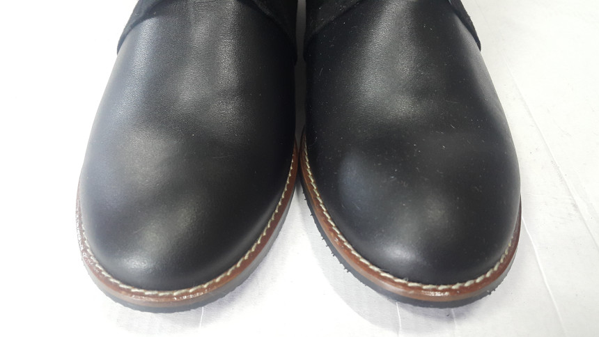 Buckle Ornament Suede Leather Combi Angle