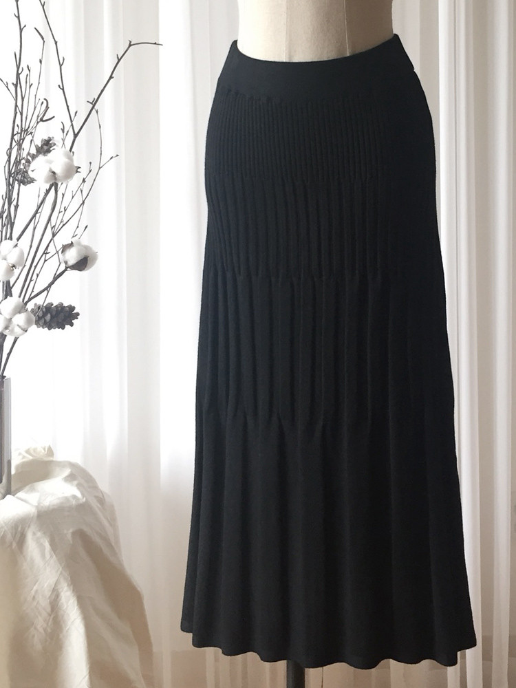 Mermaid Flare Pleated Banding Long Winter Skirt
