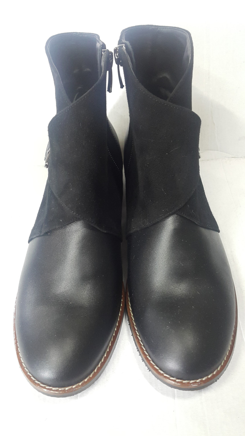 Buckle Ornament Suede Leather Combi Angle