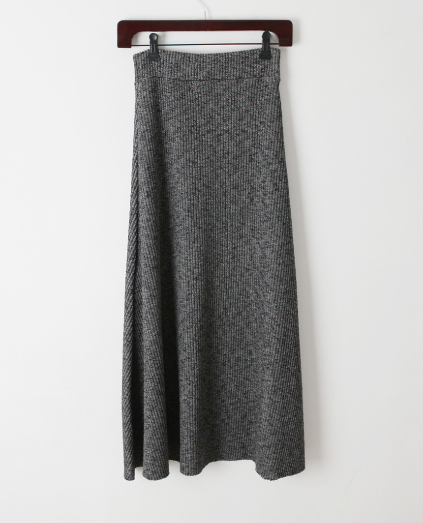 Knit Flare Long Skirt Winter Black Banding Autumn 