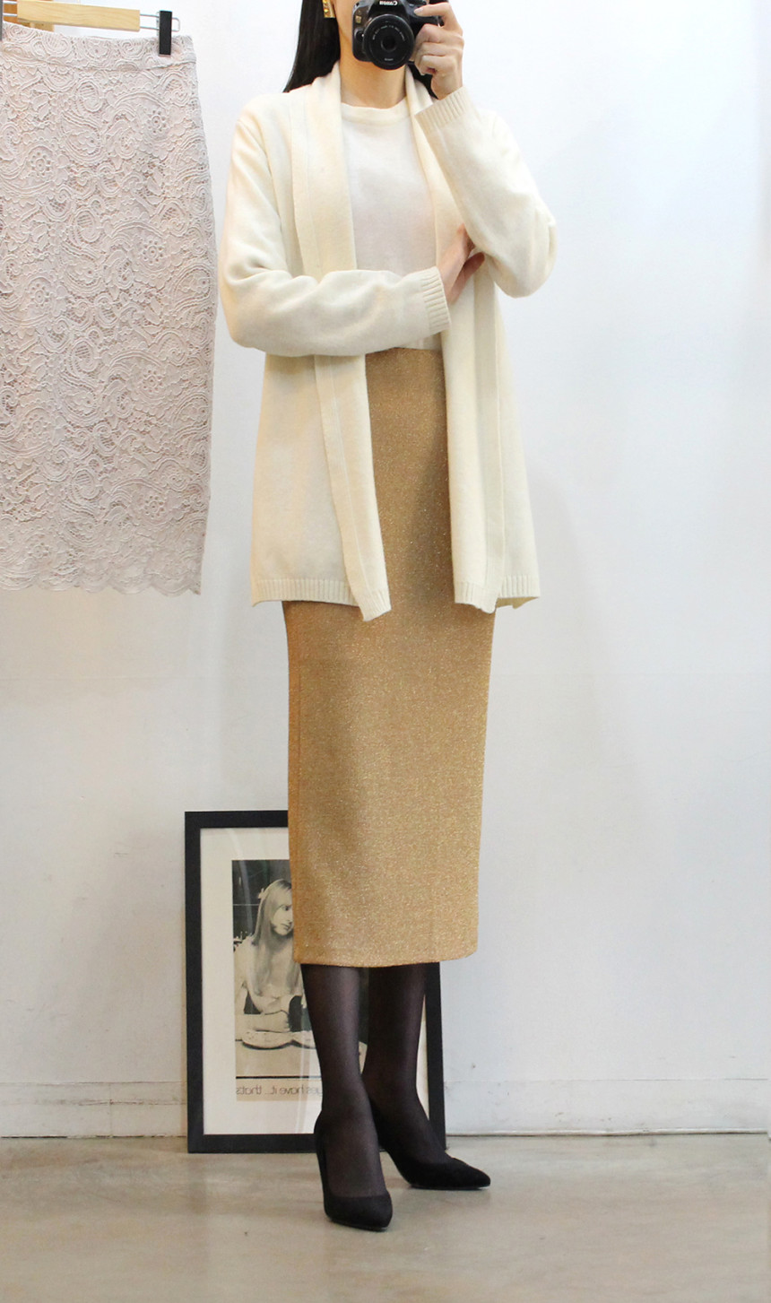 h line sparkling long skirt high waist year-end lo