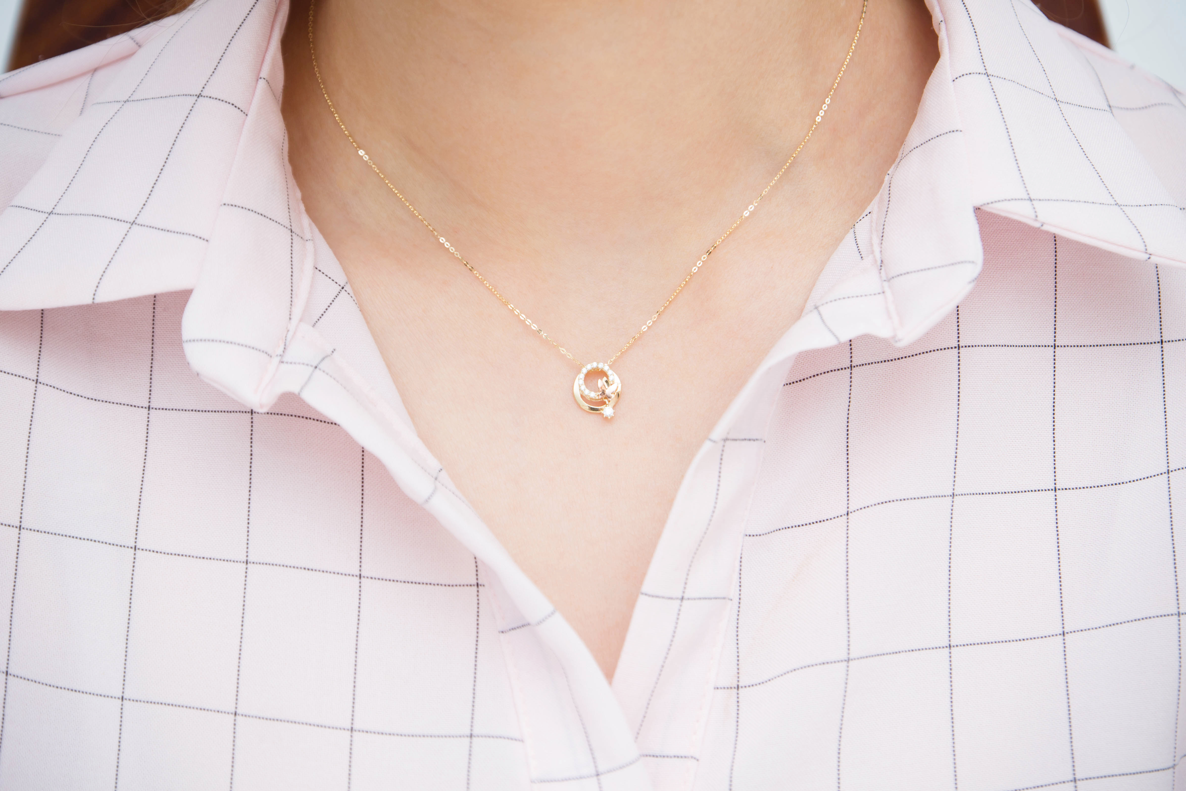 14k Do not Know Butterfly Necklace 14K Women's 