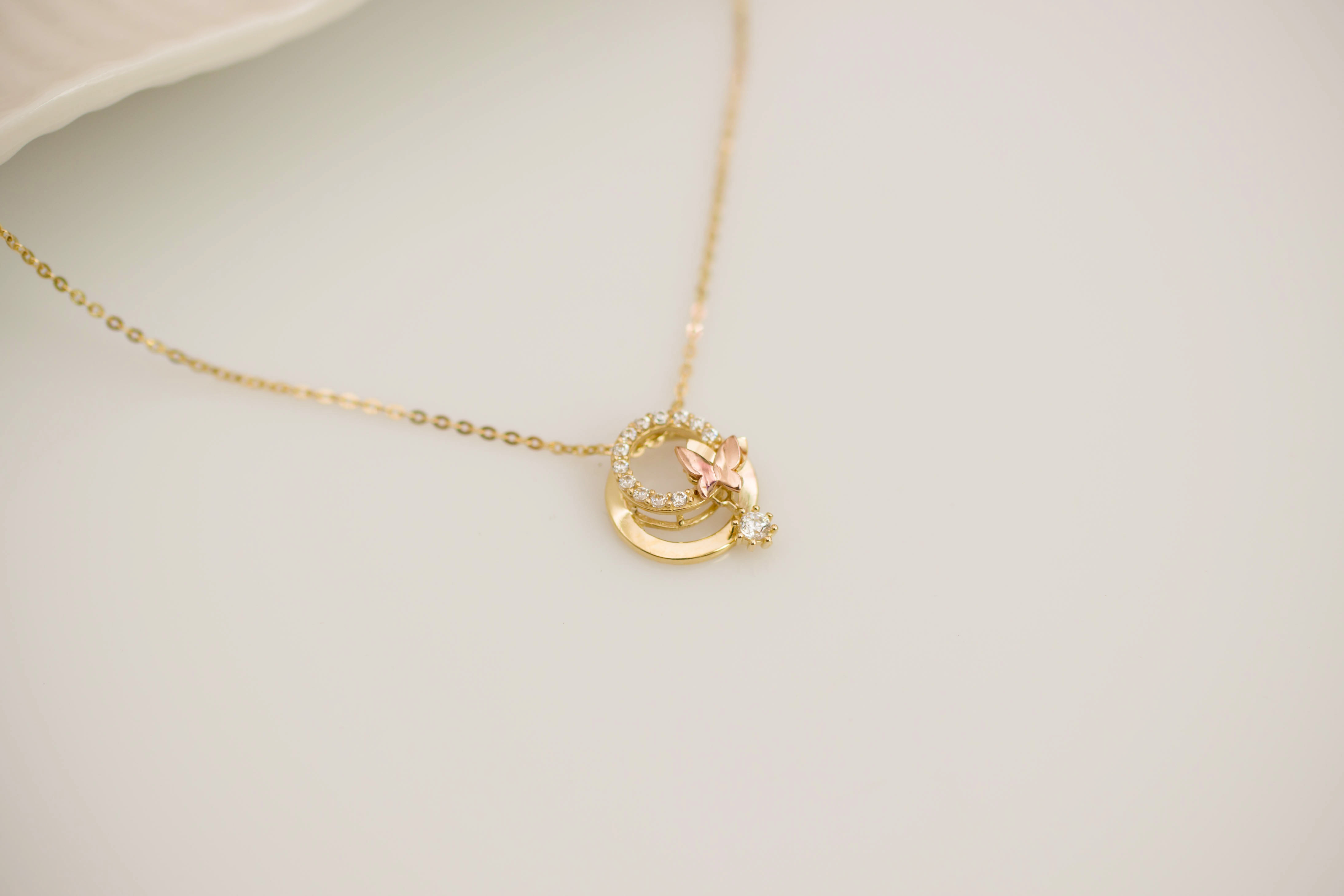 14k Do not Know Butterfly Necklace 14K Women's 