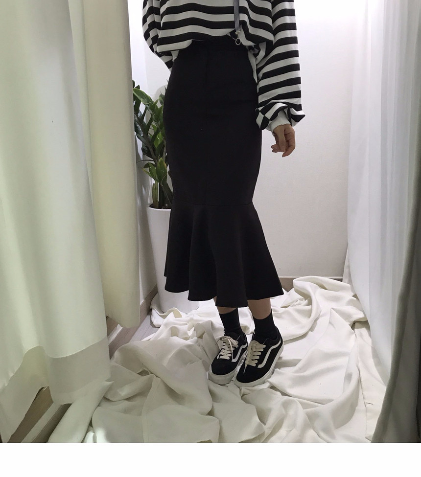 High-waisted Mermaid Skirt Autumn Long Tiered Long