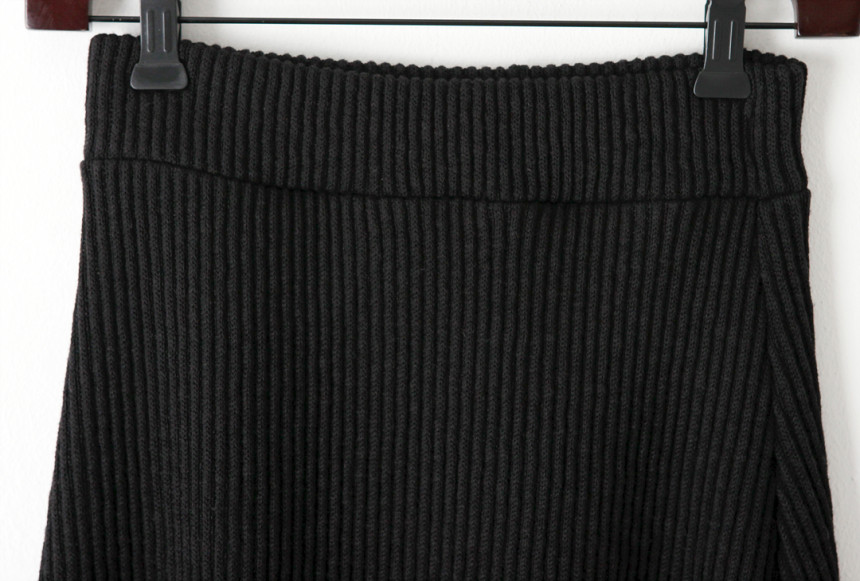 Knit Flare Long Skirt Winter Black Banding Autumn 