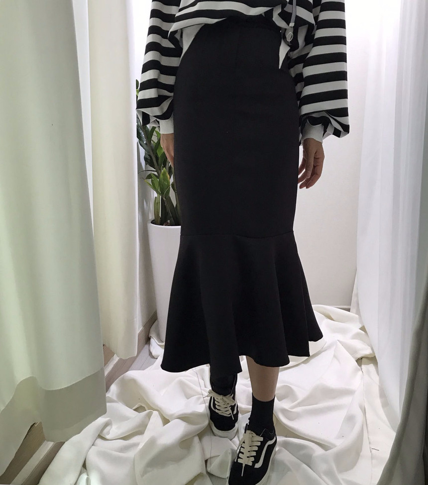 High-waisted Mermaid Skirt Autumn Long Tiered Long