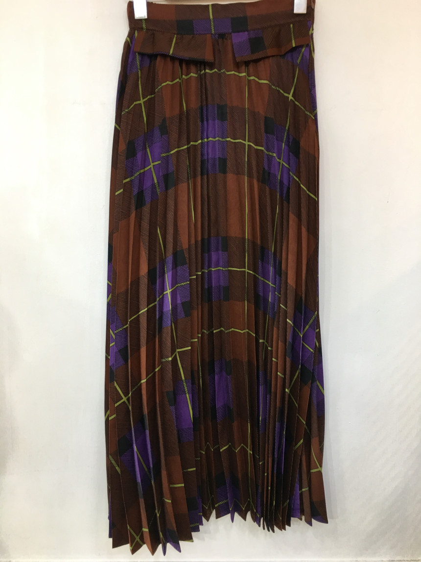 Milano Check Pleated Long Skirt 2COLOR Women's 