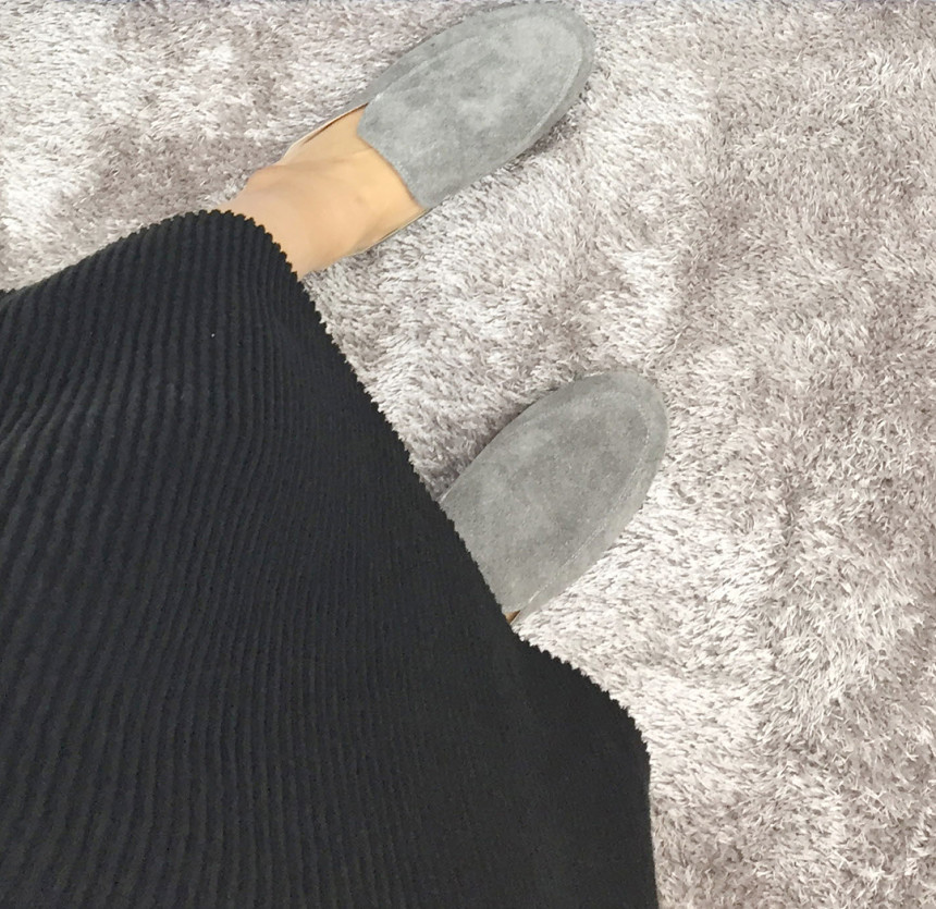 Knit Flare Long Skirt Winter Black Banding Autumn 