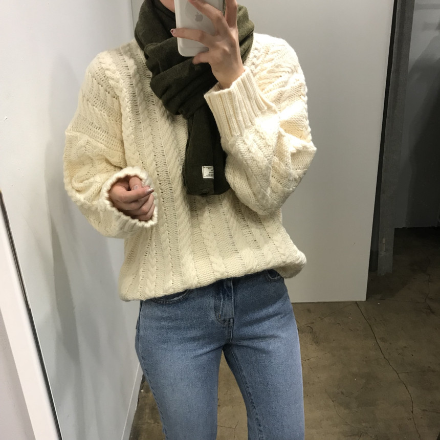 Wool Knit Muffler Women Men Unisex Basic Basic Win