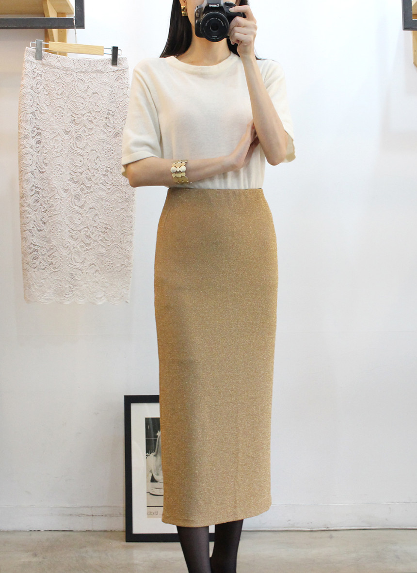 h line sparkling long skirt high waist year-end lo