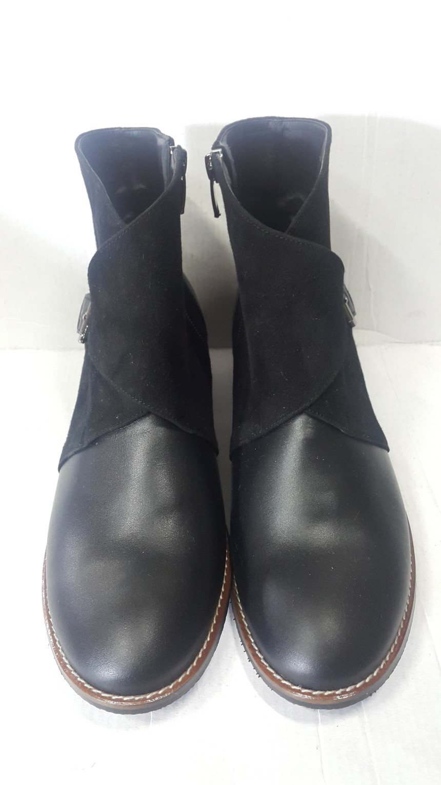 Buckle Ornament Suede Leather Combi Angle