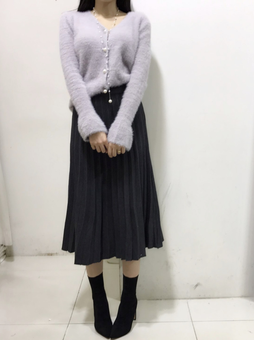 Wrinkle Knit Long Skirt