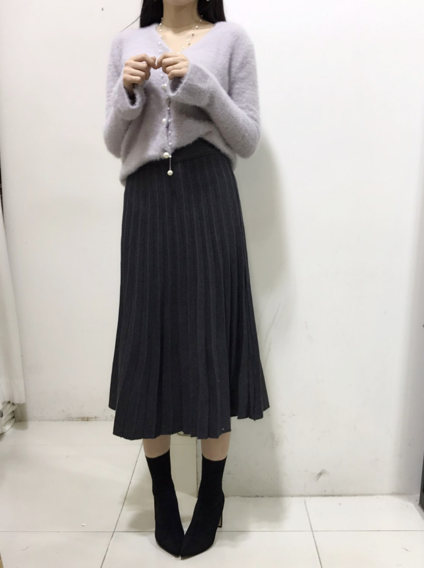 Wrinkle Knit Long Skirt