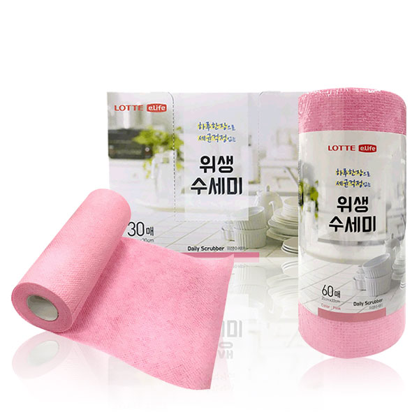 롯데이라이프 일회용 위생 수세미 시트형 30매 일회용행주 - 상품 이미지
