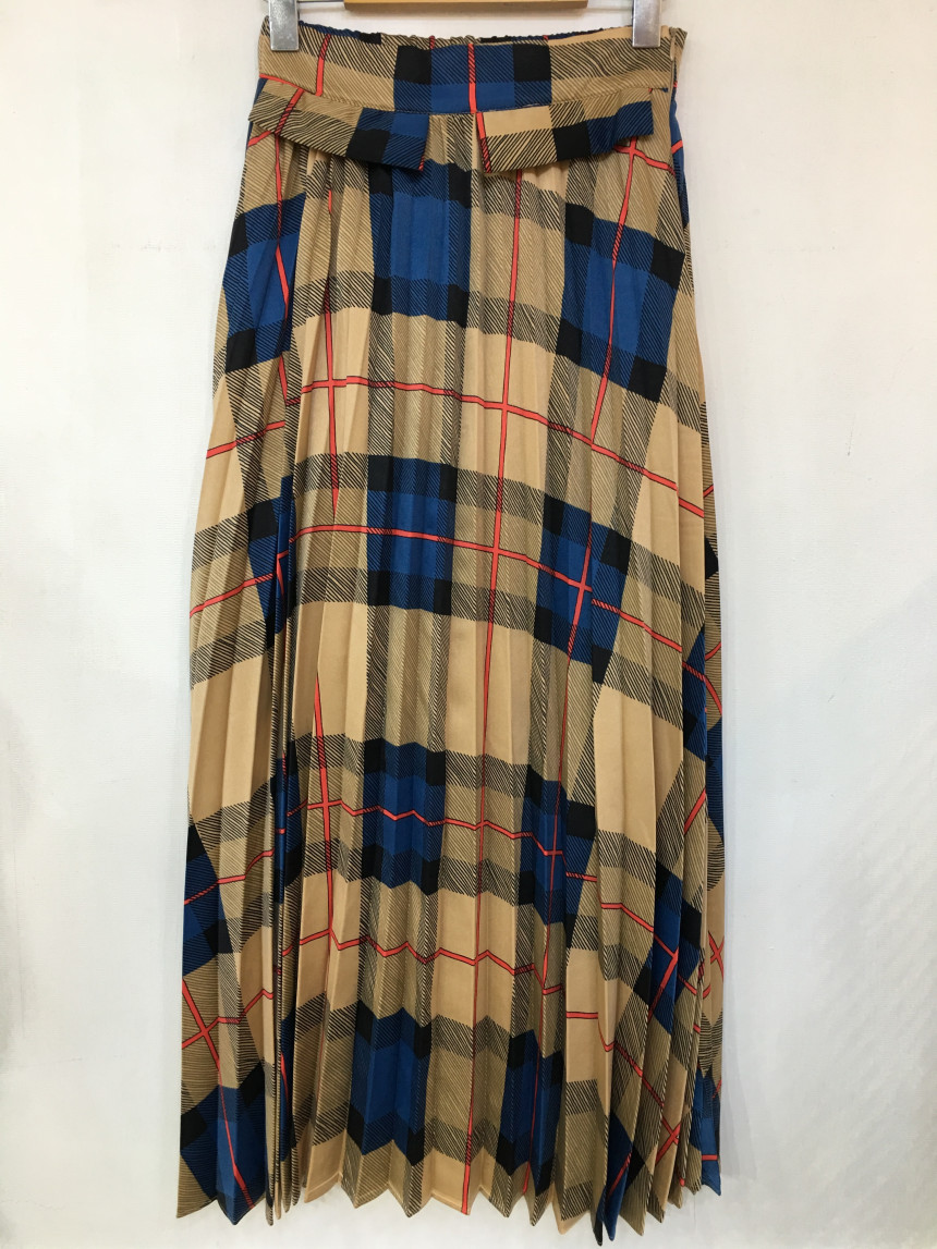 Milano Check Pleated Long Skirt 2COLOR Women's 