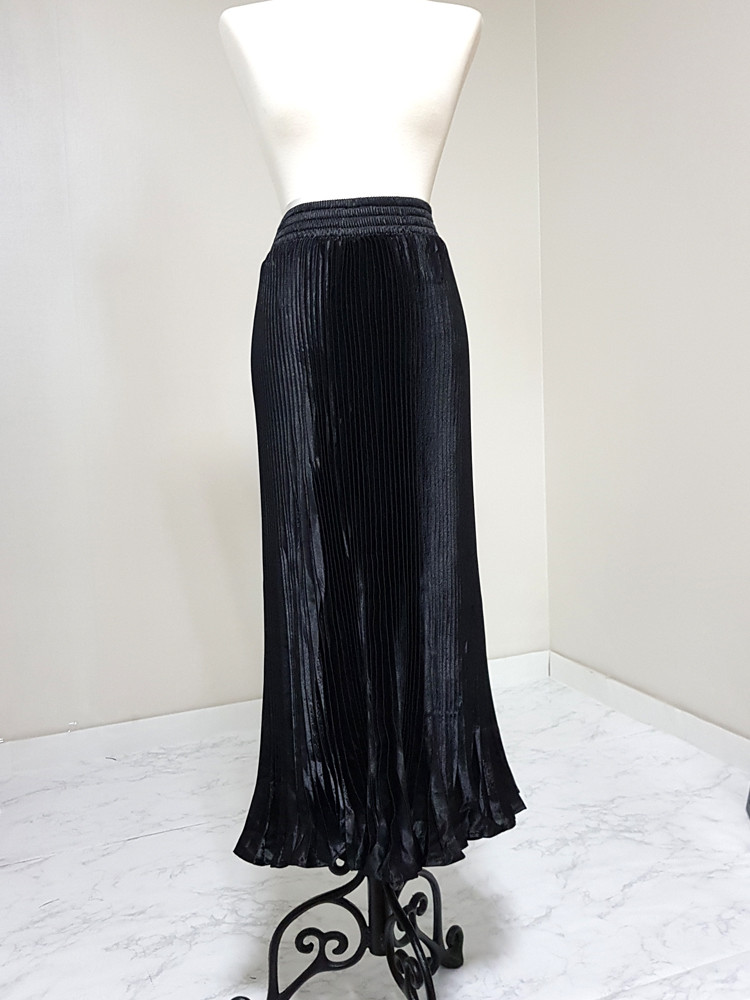 Metal pleated long skirt satin pleated free shippi