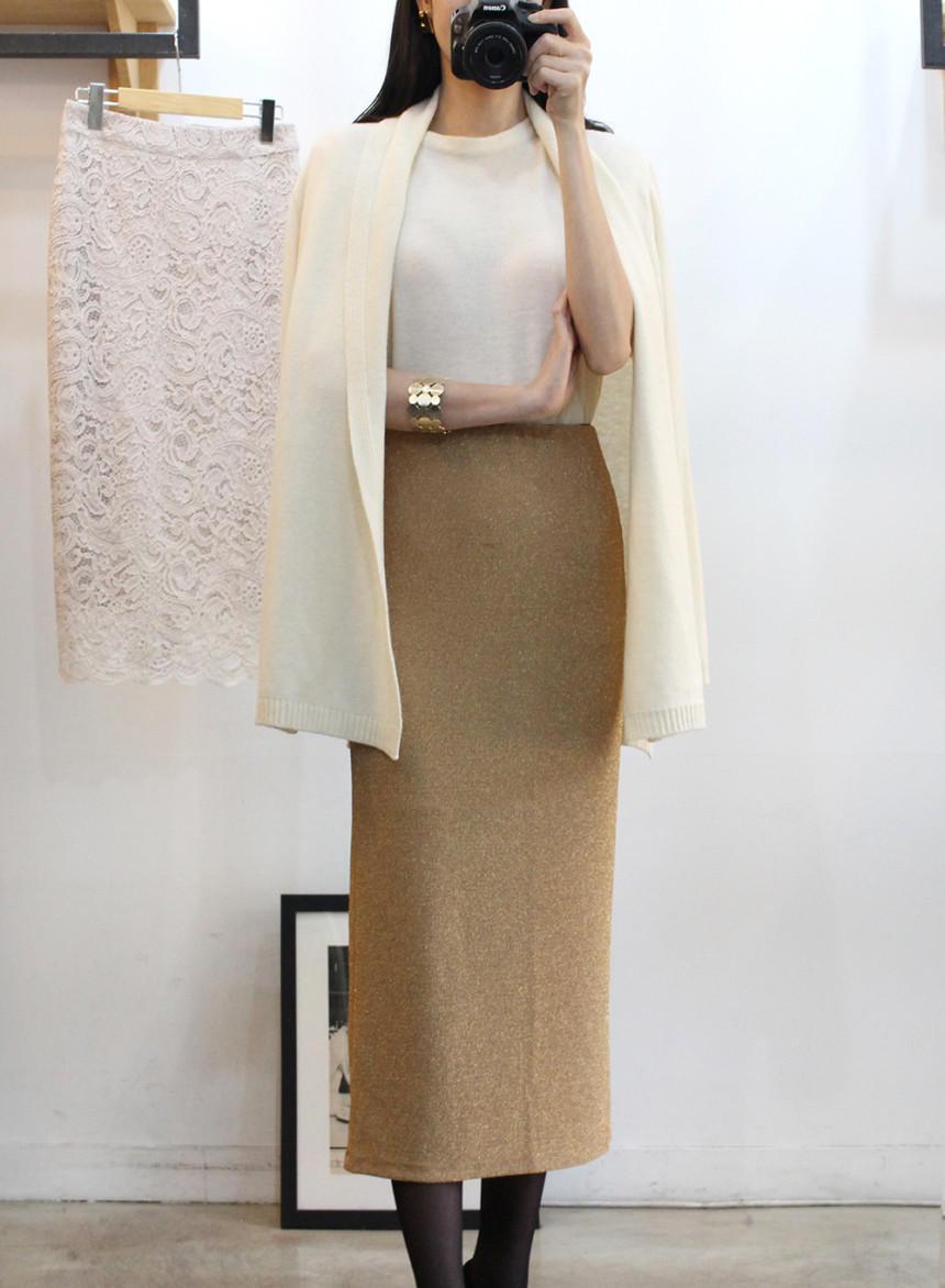 h line sparkling long skirt high waist year-end lo