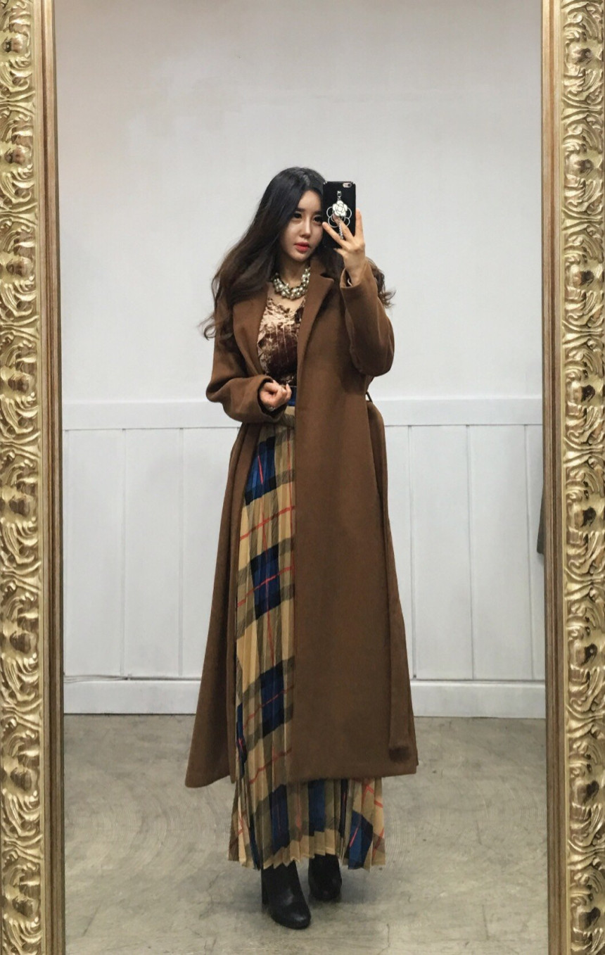 Milano Check Pleated Long Skirt 2COLOR Women's 