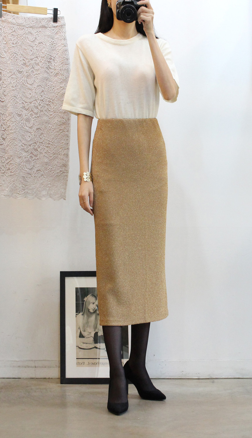 h line sparkling long skirt high waist year-end lo