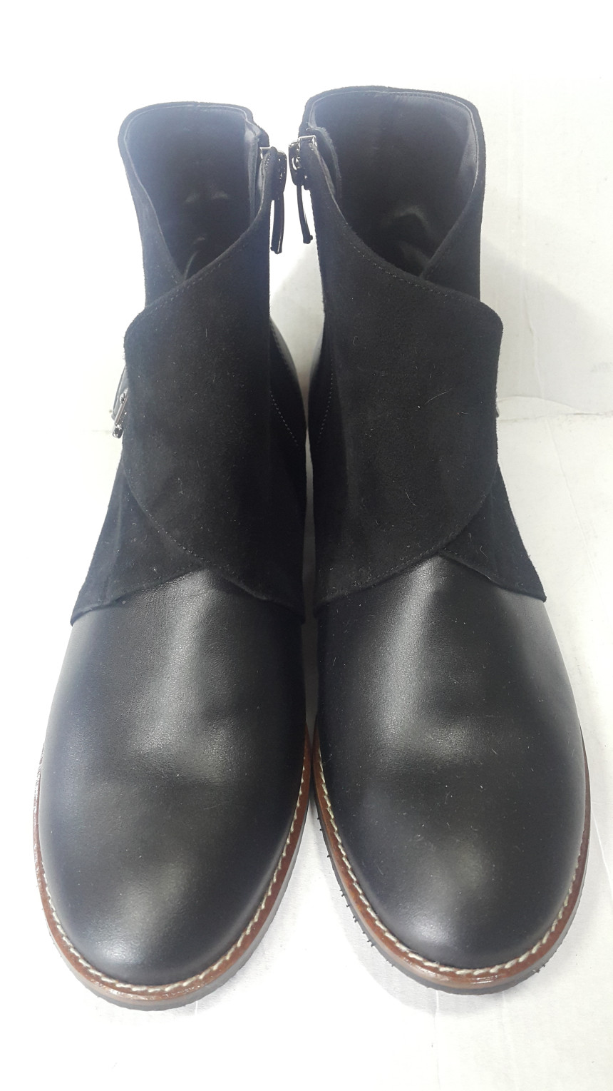 Buckle Ornament Suede Leather Combi Angle