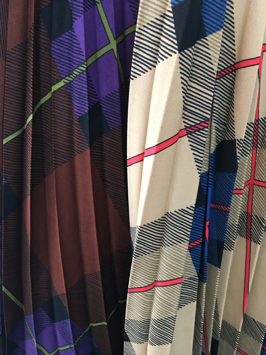 Milano Check Pleated Long Skirt 2COLOR Women's 