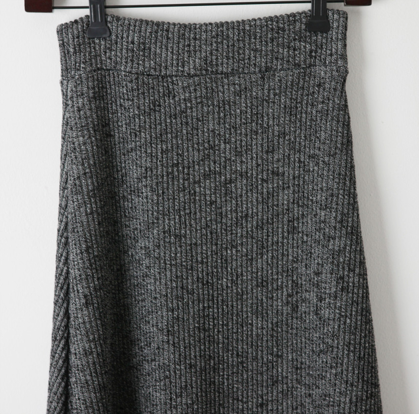 Knit Flare Long Skirt Winter Black Banding Autumn 