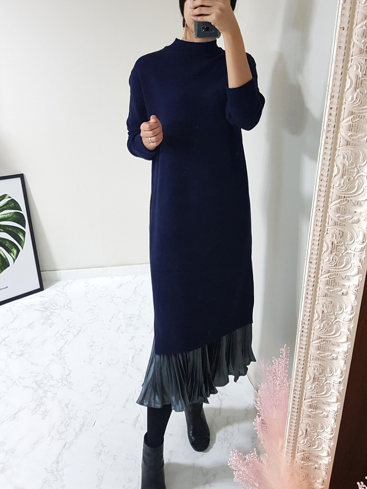 Metal pleated long skirt satin pleated free shippi