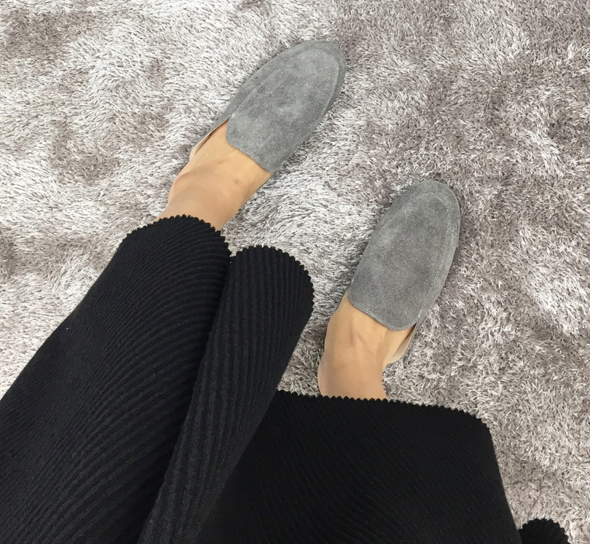 Knit Flare Long Skirt Winter Black Banding Autumn 