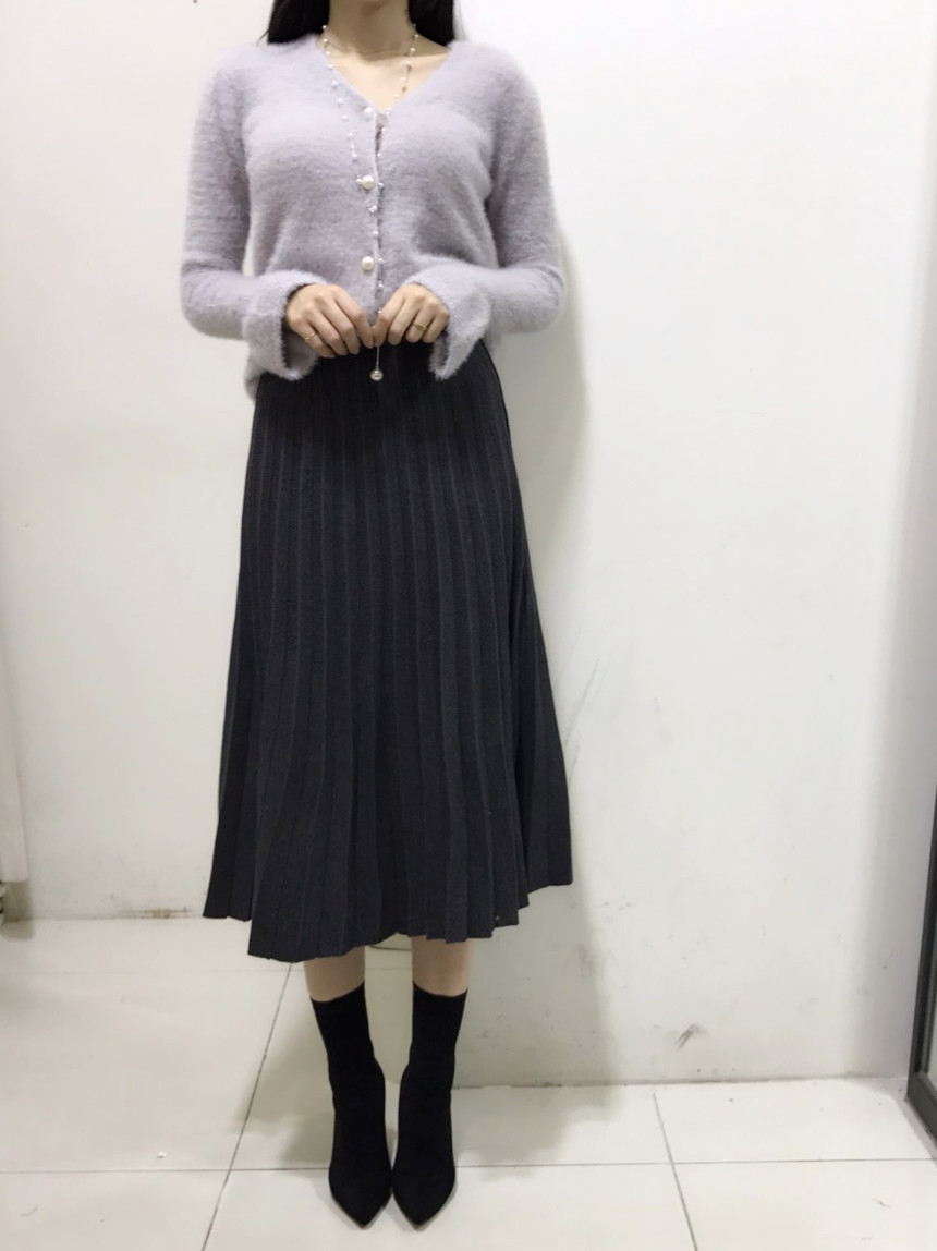 Wrinkle Knit Long Skirt