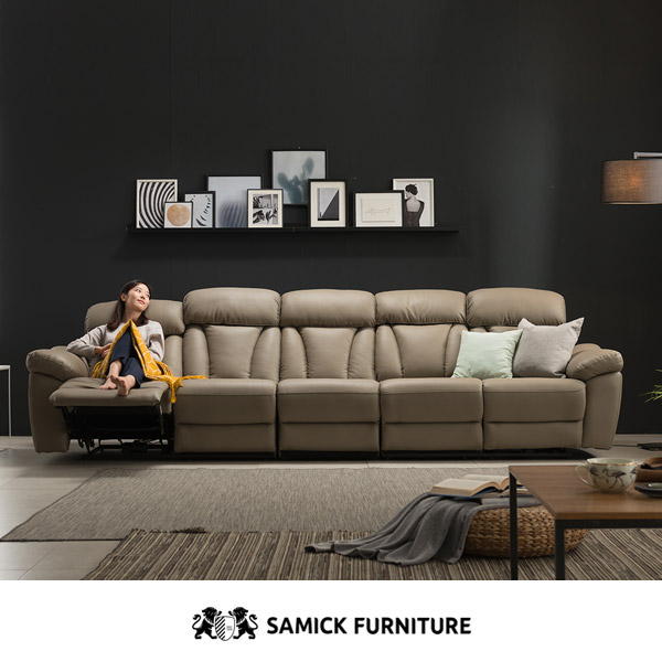 [삼익가구] 프라임 USB 6인용 전동 리클라이너 가죽소파(양방향)