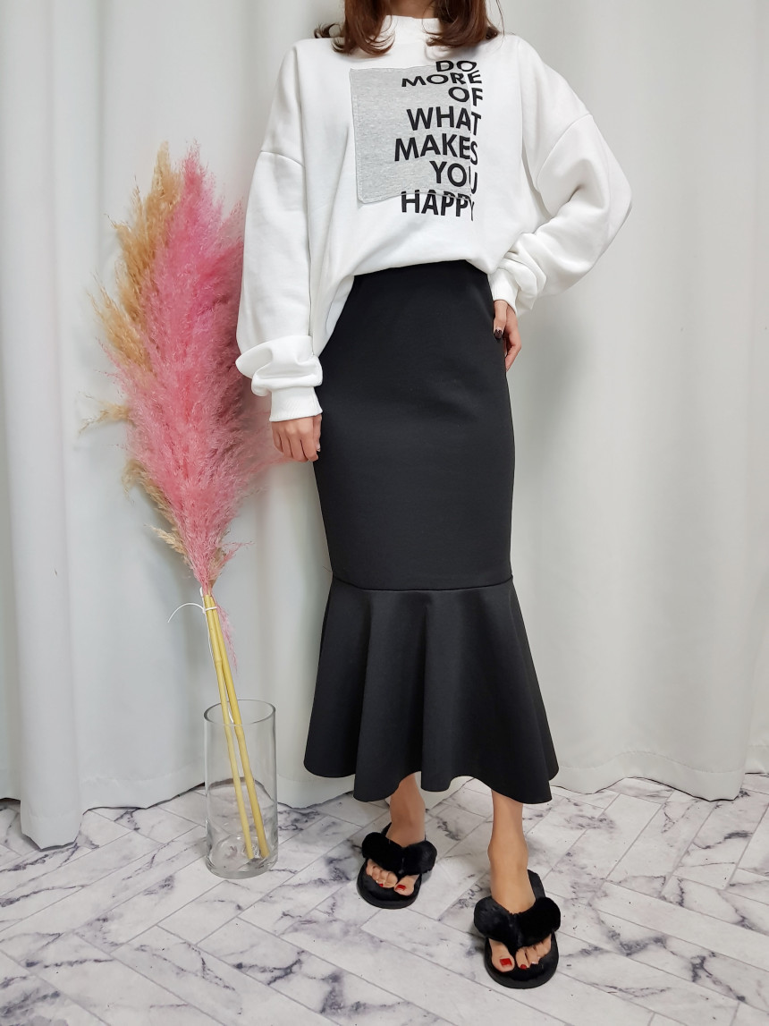 Mermaid Frill Brushed Long Skirt Bending