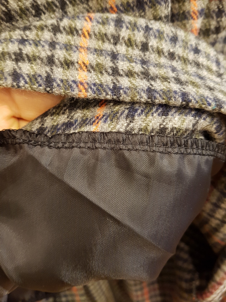 Latte Woolen Check Long Skirt High Waist Winter Co