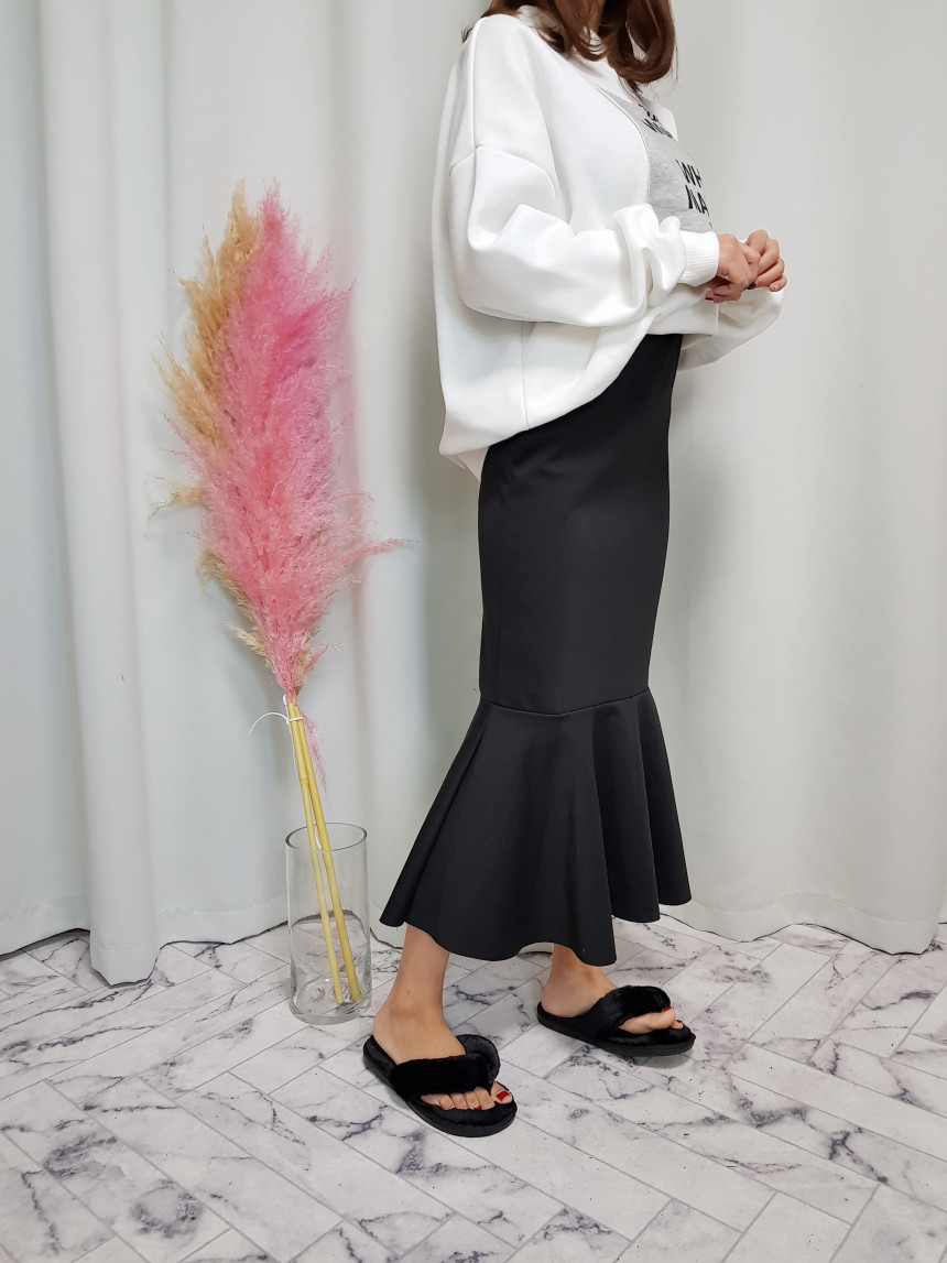 Mermaid Frill Brushed Long Skirt Bending