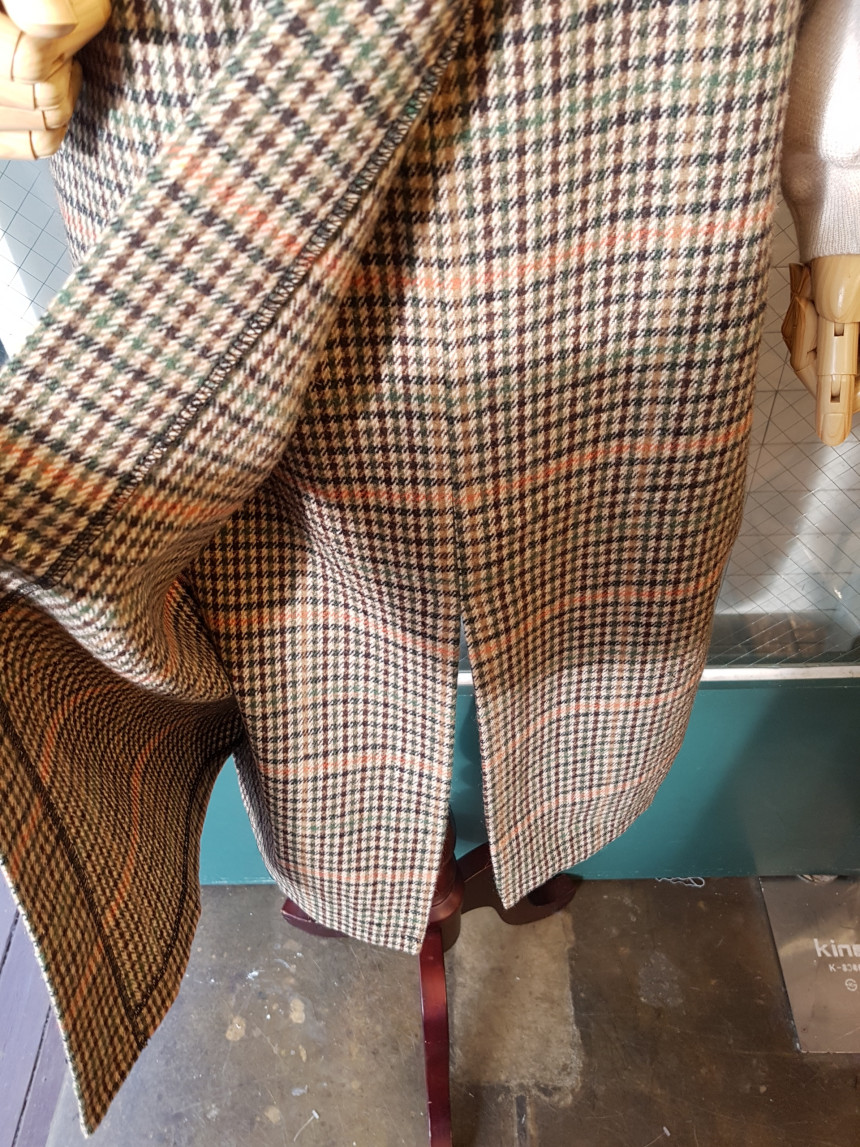 Latte Woolen Check Long Skirt High Waist Winter Co