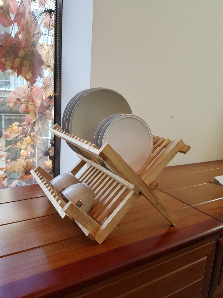 Resizing Natural Wood Folding Dish Clothes Dryer 3