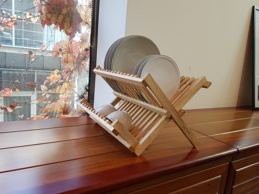 Resizing Natural Wood Folding Dish Clothes Dryer 3
