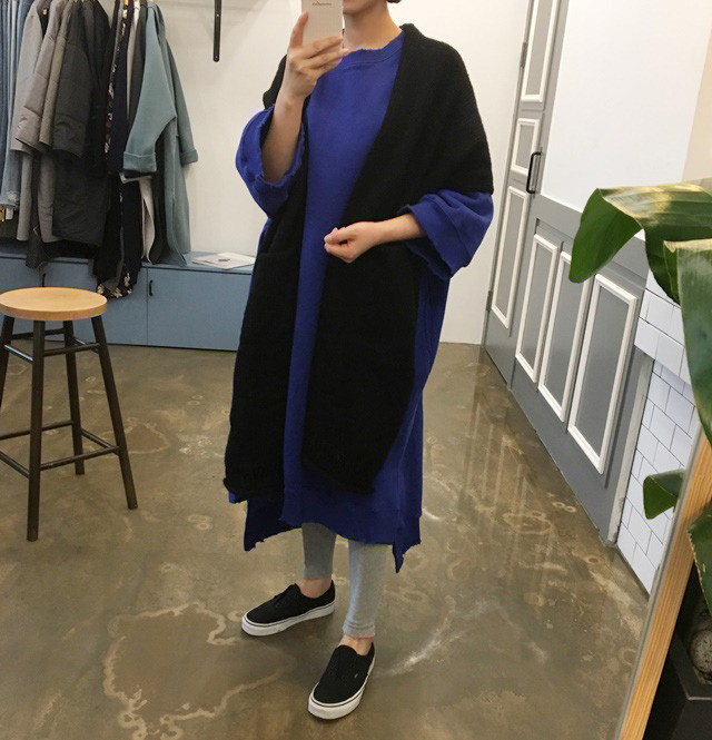 Knit Muffler Longhall Natural Coatable Natural Sha